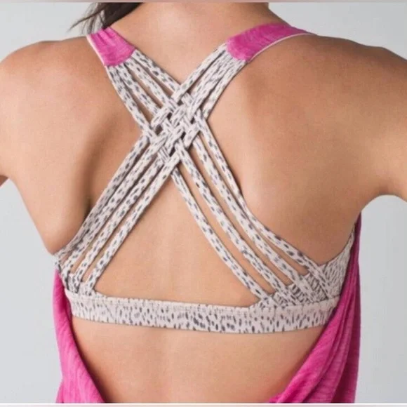 Lululemon 🍋 Free To Be Wild Tank in Bright Pink and Cream Dottie Dash Size 8 - Picture 3 of 9